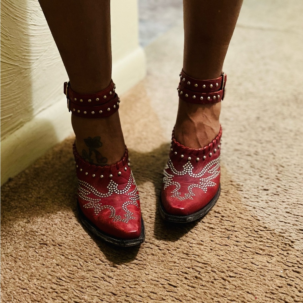 Old Gringo Ankle Strap Studded Mules